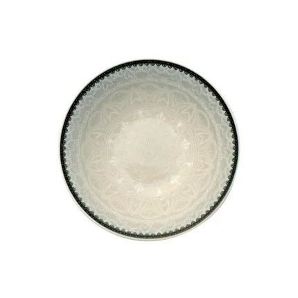 Shanxi Huairen Elegant White & Grey Ceramic Bowl with Intricate Floral Patterns