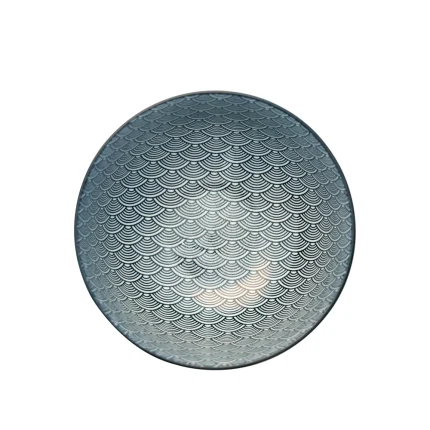 Shanxi Huairen Blue & White Wave Relief Ceramic Bowl